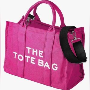 Source Unknown Pink Canvas Tote with Black Strap